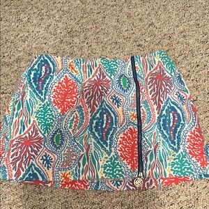Colorful Patterned Skort with Zipper
